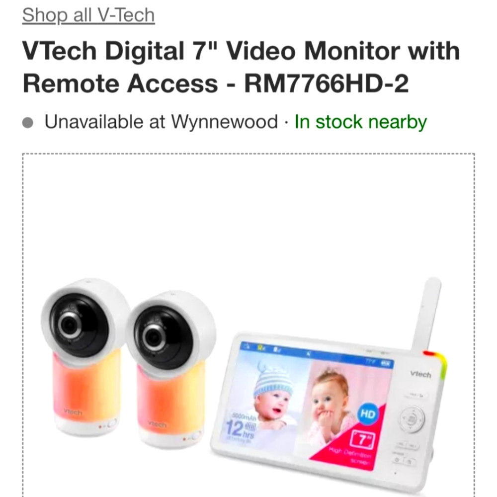 Vtech 7" inch 2 video monitor with remote access-2 nwt never opened